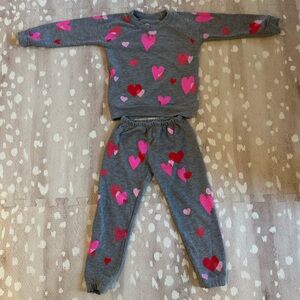 Chaser Toddler Valentine’s Day Love Hearts Sweatshirt & Jogger Set | 2T